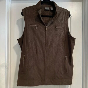 Additions by Chico’s Cocoa Brown Multi Zipper Lightweight Vest. Size 3.‎